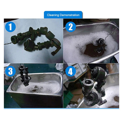 Cleaning demonstration showing Heavy Duty Stainless Steel Ultrasonic Cleaner With Heat And Digital Timer for parts.