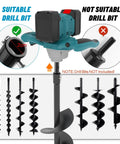 Cordless Post Hole Digger For 18V Battery Systems, Electric Earth Auger Drill Attachment suitability with drill bits shown
