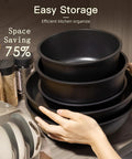21 Piece Nonstick Ceramic Pots And Pans Set With Detachable Handles, RV Ready Kitchen Gear For Easy Storage, stackable design