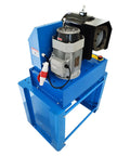 Heavy Duty Hydraulic Hose Crimping Machine Badass Vertical Electric Press with motor and blue frame for automotive repairs.