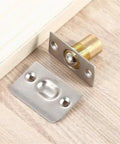 Adjustable Ball Door Catch Set for Cabinets and French Closet Doors, Hidden Retractable Clamping Mechanism, brass and steel components