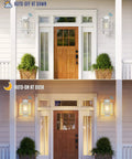 Dusk To Dawn Sensor Outdoor Wall Light Two Pack Aluminum Exterior Wall Mount Fixtures in white finish day and night view