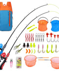 Two Pack Kid Friendly Fishing Pole Kit With Portable Telescopic Rod Tackle Box Nets And Buckets Outdoor Adventure Ready Set