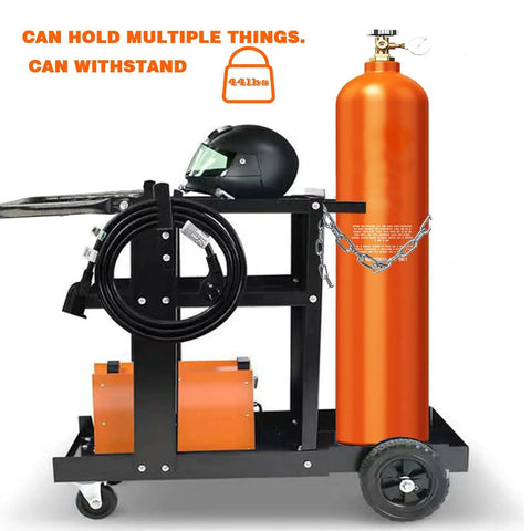 MIG Welder Cart With Table Top Cabinet And Gas Bottle Storage, Built To Haul Heavy Gear For Two Welders, Plasma Cutter Ready