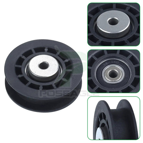 Close-up of 2 Pack Idler Pulley and Belt Kit for LC221A Series, featuring 587973001 replacement pulley, black round design