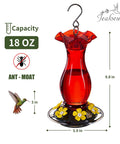 Outdoor Hummingbird Feeder 18 Oz With 6 Bee Guard Ports Built In Ant Moat Easy To Clean Durable Unbreakable Material 360 Degree Viewing Hanging Bird Feeder For Garden Decor Red