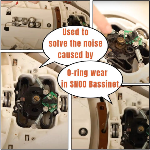 Quiet O Ring Replacement Kit For Fixed Smart Sleeper Bassinet Motor Ultimate DIY Repair Kit With Large O Ring For Roller And Small O Rings A And B For Bolts To Stop Noise And Restore Smooth Glide For Your Baby Sleep System. bassinet motor o-ring wear repair