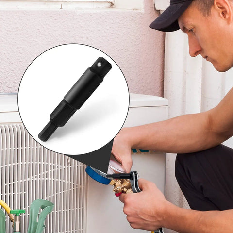 Hex Key Adapter For 3/16 To 5/16 Inch, Ratchet Wrench Hexagon Bit Kit in use on HVAC unit by a technician