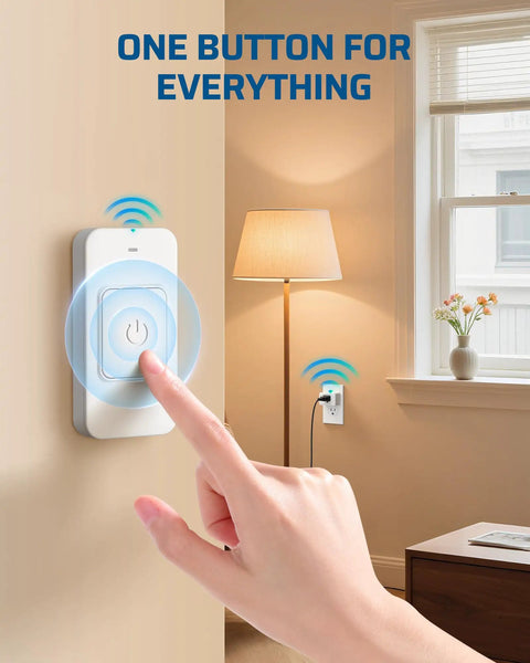 Indoor Wireless Remote Outlet With Big One Touch Button Easy On Off Control For Lamps 15A/1875W 100Ft RF Range Wall Switch