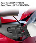 Seamless CCS Combo Two To Nacs Charging Adapter in use with Tesla Model 3 showcasing charging port connection.