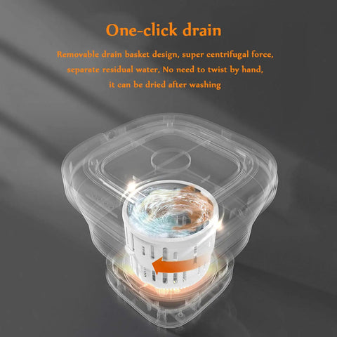 Game Changer Portable Foldable Mini Washing Machine And Dryer Compact Electric Laundry System For College Dorms And RV Trips Rapid Cleanup Spin Cycle Dual Voltage Wash Combo One-click drain system with removable basket.