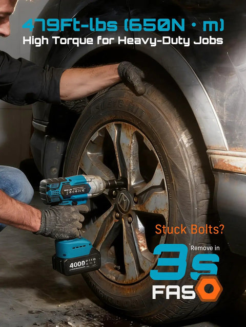 Cordless Impact Wrench 1/2 Inch High Torque Beast With Brushless Motor 479 Ft Lbs (650 Nm) removing tire bolt