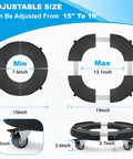 Adjustable 15-19 Inch Round Drum Dolly with Locking Wheels fits Trash Cans and Drums, adjustable size illustration