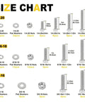 176 Piece 304 Stainless Steel Hex Nuts And Bolts Assortment Kit With SAE Coarse Thread For DIY Home Workshop And Auto Repairs Durable Heavy Duty Pro Grade Hardware Set size chart