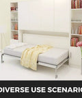 Heavy Duty Murphy Bed Spring Mount Kit Horizontal Wall Frame Hardware For Queen Or Twin Size Bed With Ironclad Rebound Action And No Sweat Diy Setup In Classic White Finish displayed in a modern room.