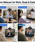 Straight Up Crisp 4K Autofocus USB Webcam For PC With Dual Mics catching every word during remote work video calls.