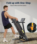 Compact Under Desk Walking Treadmill With Foldable Handlebar, Space Saving Home Gym Rig, Easy Setup Office Fitness Pad in use.