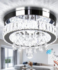 Dope Crystal Chandelier LED Ceiling Light With Remote Control Dimmable Flush Mount Fixture For Bedroom Living Room Dining Hallway 11.8 Inch Energy Efficient 85 265V 25W Max K9 Crystal