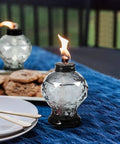 Four Pack Glass Table Torches With Citronella For Outdoor Patio And Garden, Refillable Wick Lanterns Crystal Gem Design