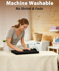 Woman folding 88 Keys Piano Keyboard Dust Cover Stretchy Protective Shield With Elastic Cord Locking Clasp Universal Fit for 88 Keys.