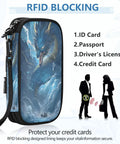 Dragon Blue Boat Passport Holder Family Passport Wallet With RFID Blocking Lining, multicolor design with dragon illustration