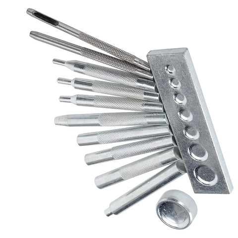 Stainless Steel DIY Leather Hole Punch Tool Set For Handbags Clothing Cardboard And Crafts With Snap Button Punch Base Claw Gasket Cutter Kit Beast