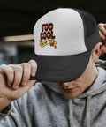 Man wearing Breathable Mesh Trucker Cap For Men And Boys, Adjustable Back Buckle with 'Too Cool for Nap Time' text