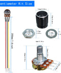 Five Pack 20K Ohm Linear Cone Rotary Potentiometers Kit With XH2.54 3 Pin Connector Wiring And Black Aluminum Knob Cover