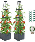 Two Pack Raised Garden Bed Planter Box With Trellis 58 Inch Tomato Planter For Climbing Plants Vegetables Vines And Flowers Self Watering Tomato Cage For Garden Patio Outdoor Or Indoor Use