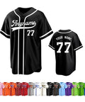Custom Baseball Jerseys Personalized Team Uniforms For Men Women Boys Girls Moisture Wicking Breathable Mesh black jersey front and back view