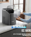 Woman using Chewable Nugget Ice Maker For Countertop Cranks Out 40 Lbs Per Day Of Soft Pellet Ice In 10 Minutes Self Cleaning Sonic Ice Machine For Home Kitchen And Office Black Stainless