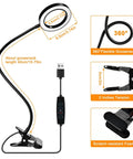 10X Magnifying Glass With Light And Timer 2 In 1 Desk Lamp with flexible gooseneck, USB connection, and clip attachment.