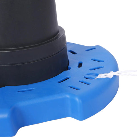 No Sweat One Third Horsepower Submersible Water Pump With Rugged Strainer Base for rapid drainage, showing base detail and rope.