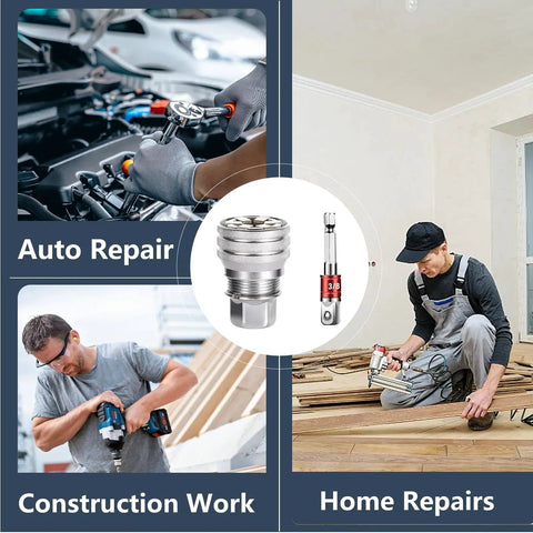 Two Pack Adjustable Universal Socket Wrench Tool Set Featuring 10mm To 19mm Adapters for auto repair, construction, and home repairs.