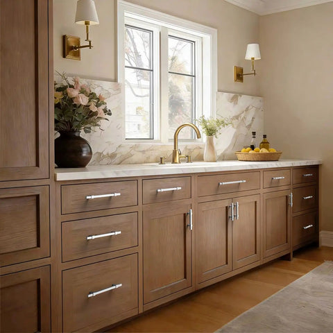 5 Inch Brushed Satin Nickel Cabinet Pulls Built Tough Zinc Alloy Heavy Duty Kitchen Handles Drawer Pulls Hardware For Cabinets Cupboards Dressers Wardrobes Modern Rustic Home Renovation on wood kitchen cabinets