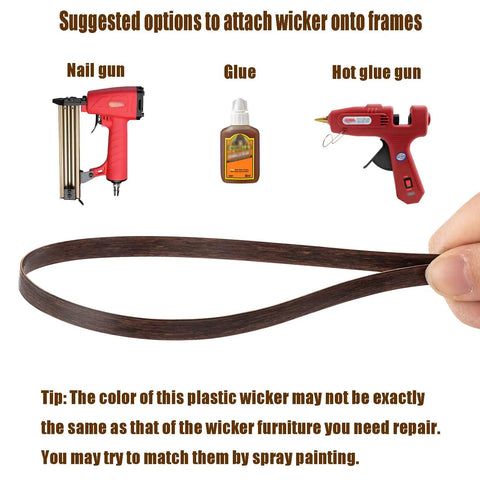 Wicker Repair Kit For Patio Furniture High Strength Polyethylene Strapping 130 Ft Mottled Dark Brown with tools