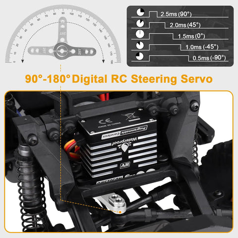 Waterproof Rc Servo With 50kg Torque Coreless Motor Metal Gear Digital Servo Aluminum Case for 1/8 and 1/10 Rc Crawlers