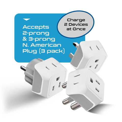 Ultra Compact 2 In 1 USA To Africa Travel Adapter Set Includes Type M South Africa, Type E And F, And Type G For Ghana Nigeria Uganda 3 Pack