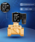 Three Quarter Inch NPT Solenoid Valve 110V AC Brass Normally Closed Water And Air Control Valve Built Tough For Versatile Use Not For Potable Water Industrial Grade