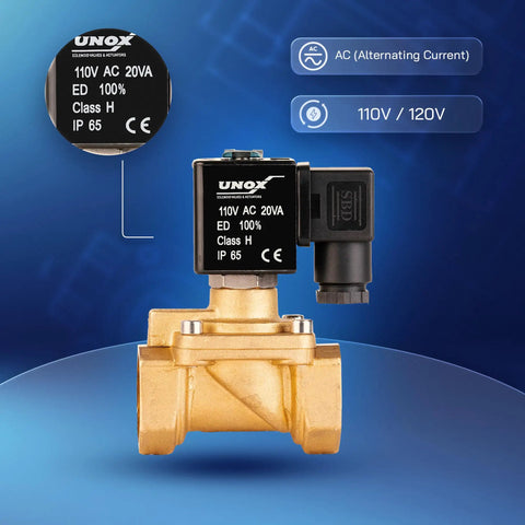 Three Quarter Inch NPT Solenoid Valve 110V AC Brass Normally Closed Water And Air Control Valve Built Tough For Versatile Use Not For Potable Water Industrial Grade