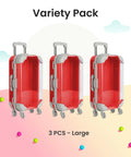 Hammont mini suitcase party favor boxes, red, 7.5x5x2.5 in, 3-pack with wheels