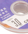 Close-up of Desoldering Wick Braid CP 3015, 30mm width, showing no cleaning purification label on spool.