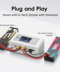 Dual LiPo Charger For RC Fans With Bluetooth App Control, 16A AC 300W DC 700W in white charging two LiPo batteries