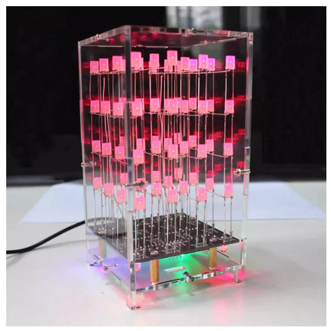 Soldering Practice Kit For Beginners 4x4x4 LED Color Light Cube Electronics DIY Project For Kids And Students Learn Real Soldering