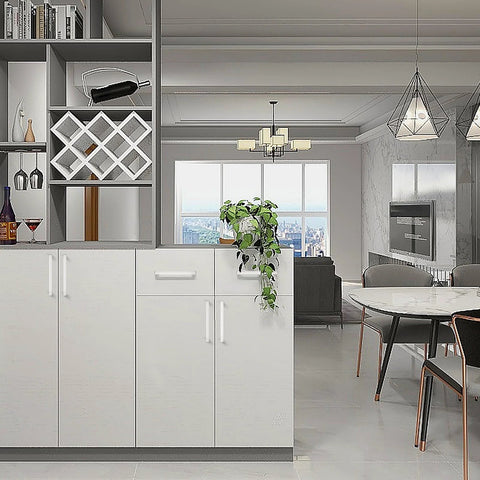 Modern kitchen with 30 Pack Brushed Nickel Stainless Steel Kitchen Cabinet Pulls With Square Corner Bar Handles 5 Inch Hole Centers.