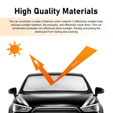 6PCS Reflective Car Windshield Sunshade Kit With Foldable Magnetic Side Window Shades And Storage Bag, heat reflection diagram
