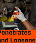 Using Rust Penetrant Spray To Free Stuck Bolts Fast And Metal Parts, Deep Penetrating Lubricant For Chains And Hinges, Corrosion Inhibitor Oil on a vehicle part