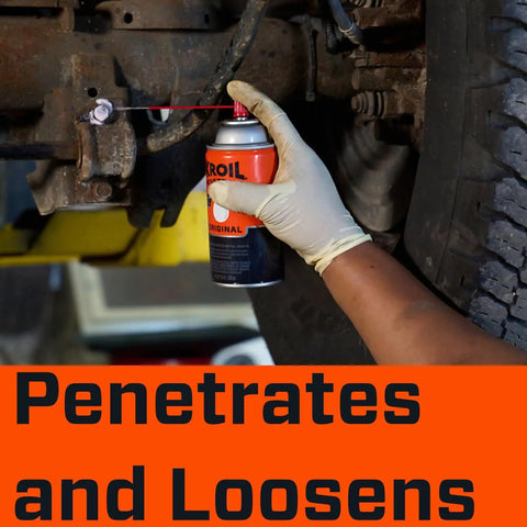 Using Rust Penetrant Spray To Free Stuck Bolts Fast And Metal Parts, Deep Penetrating Lubricant For Chains And Hinges, Corrosion Inhibitor Oil on a vehicle part