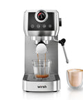 Pro Semi Automatic Espresso Maker With Built In Milk Frother And Touch Screen Brewing espresso shot into glass