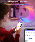 Person using phone app to control Rechargeable Dimmable Moon Lamp With Bluetooth App Control And RGB Color Changing Light For Kids.